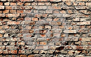 Texture of old red bricks wall