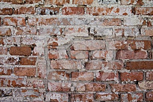 A texture of an Old ruinous brick wall