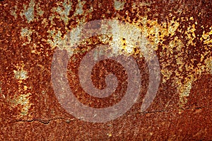 Texture of an old rusted metal iron sheet. Rust texture backdrop