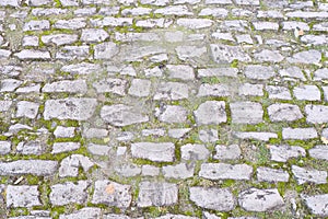 Texture of the old stone road for the designer, rough gray background, concept of ancient European architecture, tourism, travel