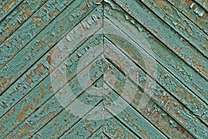 Texture of the old vintage wooden boards painted in cyan