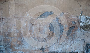 Texture of old wall covered with gray stucco