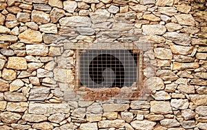 Texture of of the old wall of natural stone in Kathmandu