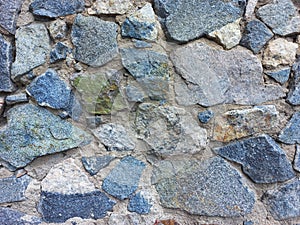 The texture of the old wall. Vintage brick background. The wall is made of shell rock of various rectangular shapes