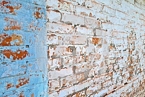 Texture of old white painted brick wall background