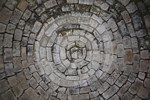 Texture - Old white rock bricks in circles