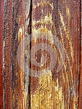 Texture-old wooden painted protective paint brown figured Board with flows of wood amber resin. Detail of wooden planks.