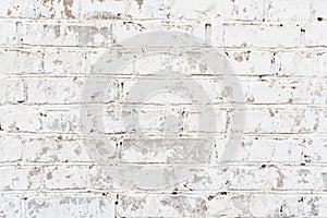 Texture painted old brick wall, damaged uneven brickwork, abstract background