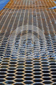 Texture of perforated metal. Steel punched metal sheet