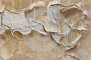 Texture of the plaster bulges