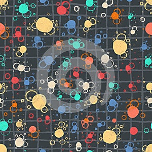 Texture polka dots and circles seamless pattern