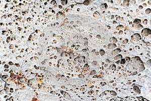 texture of porous stones on the beach, nature, natural phenomena, brown gray stones