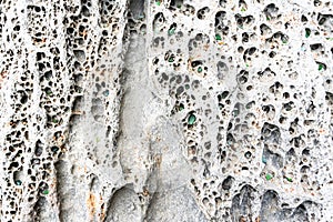 texture of porous stones on the beach, nature, natural phenomena, brown gray stones