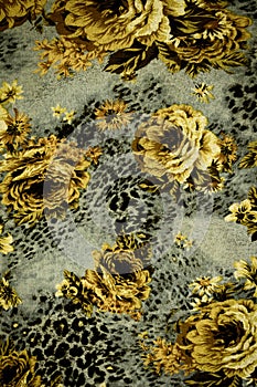 Texture of print fabric stripes leopard and flower