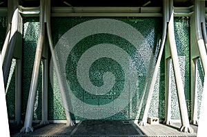 Texture of a public place - stadium with designed wall structure.