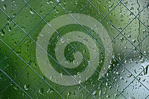 Texture of rain drops on glass window