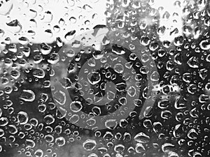 texture of rain drops on the summer window