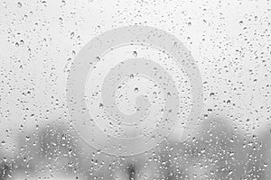 Texture of raindrops on wet glass