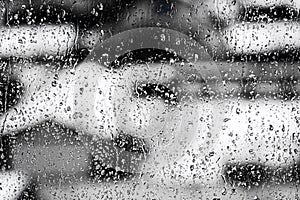 Texture Raindrops on window glass for rain, black and white colors, photo, unusual background