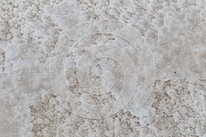 Texture of raw salt from natural sea water in evaporation ponds