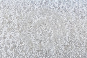 Texture of raw salt under sea water in evaporation ponds process