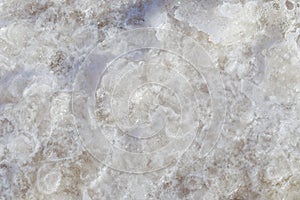 Texture of raw salt under sea water in evaporation ponds process