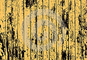 Texture of realistic yellow old painted wooden fence