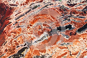 Texture of red brecciated jasper mineral gem stone