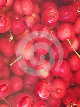 texture of red cherries, summer fruits