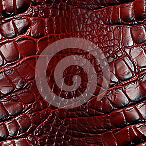 texture of red crocodile leather with seamless pattern. Genuine natural animal skin