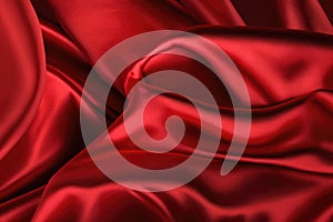 Texture Of Red Silk Fabric. Generative AI