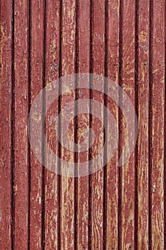Texture red wooden slats, wall of the rails. Close Up Chipped
