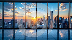 Texture of reflective gl windows mirroring the skysers and providing a glimpse into the citys sparkling skyline photo