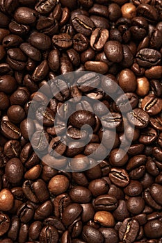 The texture of roasted aromatic coffee