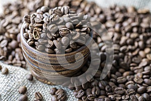 Texture of roasted ready to drink coffee close-up