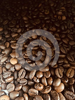 Texture of roasted ready to drink coffee close-up