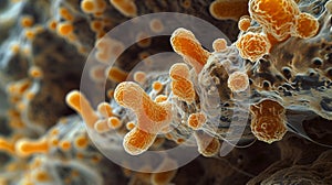 Texture of a ropelike pilus connecting two bacteri