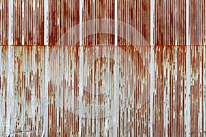 Texture of rusty Corrugated metal sheet, galvanized iron plate photo