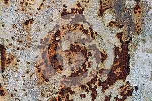 Texture of rusty iron, cracked paint on an old metallic surface, sheet of rusty metal with cracked and flaky paint, corrosion, de