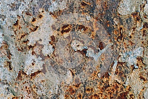 Texture of rusty iron, cracked paint on an old metallic surface, sheet of rusty metal with cracked and flaky paint, corrosion, de