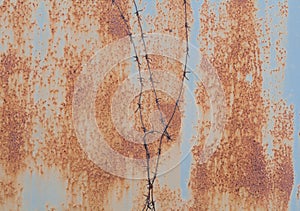 Texture of rusty iron fragment fencing