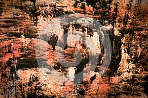 Texture of rusty old metal with cracked peeling paint. metal background