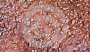 Texture of rye bread with cereals and seeds