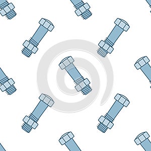 Texture with screws, bolds and nuts. Hand drawn vector seamless pattern