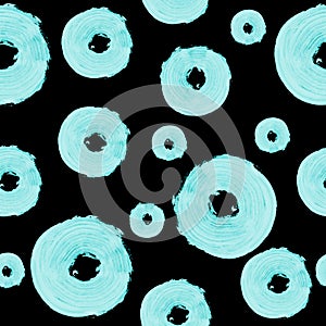 Texture seamless pattern black background blue circles,   paint stripes brush sunset bright abstract background print art design