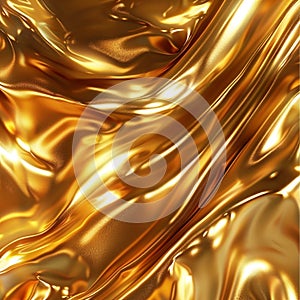 Texture of shiny gold fabric with waves, festive gold background