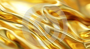 Texture of shiny gold fabric with waves, festive gold background