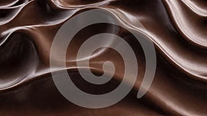 Texture Silken creamy Waves of Dark Chocolate. Abstract Symphony of Swirls. Luxurious expanse of swirling, rich chocolate tones