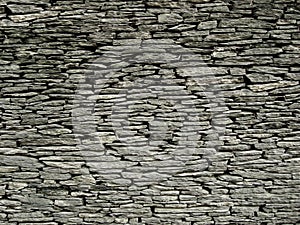 The texture of slate masonry