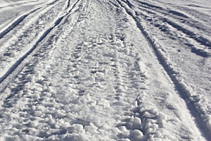 Texture snowy country roads